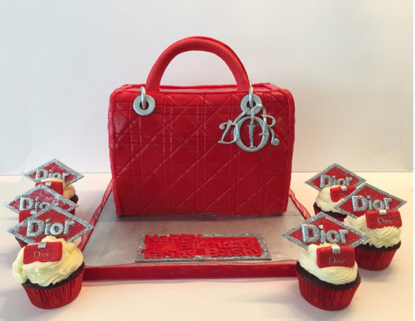Red Dior handbag style cake 2015