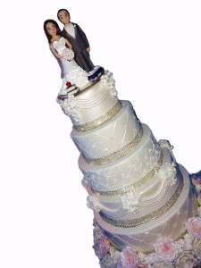 Wedding Cake Tower with custom topper for teacher and bus driver