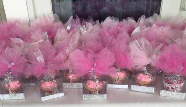 Cupcake Party Favors with Tulle puffs and crystals