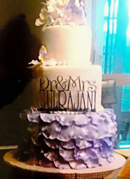 Wedding Cake tower with lavender peonies