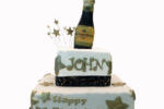 Big 3-0 Birthday Cake with Vintage Champagne bottle topper