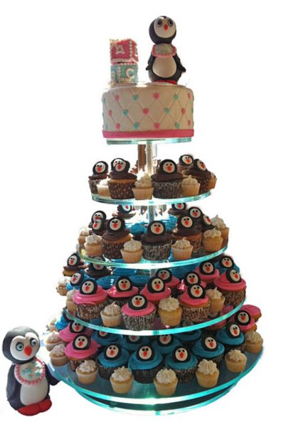Penguin theme cupcake tower