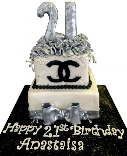 Coco Chanel Bag Custom Birthday Cake for 21 Year birthday party